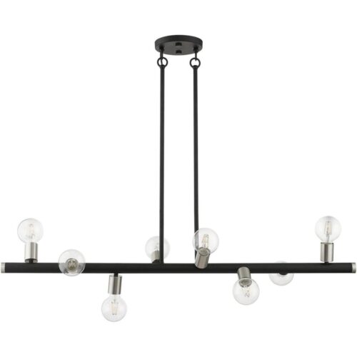 45868-04 8 Light Black Large Chandelier with Brushed Nickel Accents-Lighting LumensChandeliers