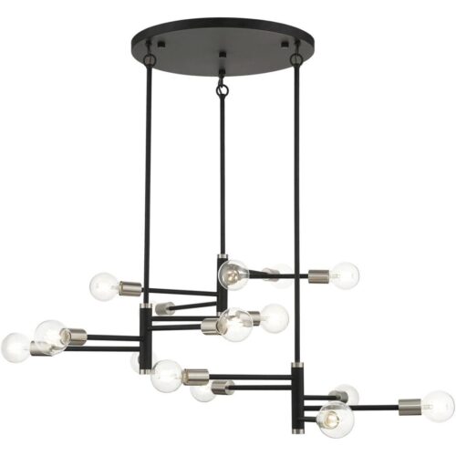 45869-04 15 Light Black Extra Large Chandelier with Brushed Nickel Accents-Lighting LumensChandeliers