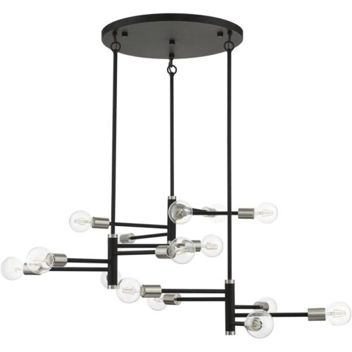 45869-04 15 Light Black Extra Large Chandelier with Brushed Nickel Accents-Lighting LumensChandeliers