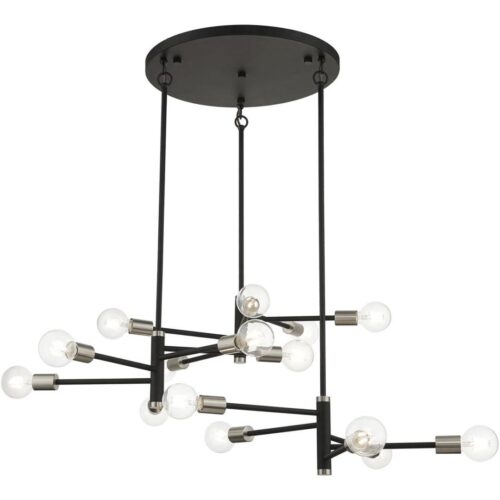 45869-04 15 Light Black Extra Large Chandelier with Brushed Nickel Accents-Lighting LumensChandeliers