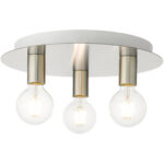 45873-91 3 Light Brushed Nickel Flush Mount-Lighting LumensBath/Flush Mounts