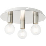 45873-91 3 Light Brushed Nickel Flush Mount-Lighting LumensBath/Flush Mounts