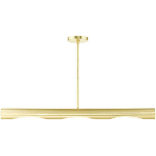 45897-12 3 Light Satin Brass Linear Chandelier-Lighting LumensChandeliers