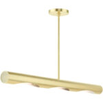 45897-12 3 Light Satin Brass Linear Chandelier-Lighting LumensChandeliers