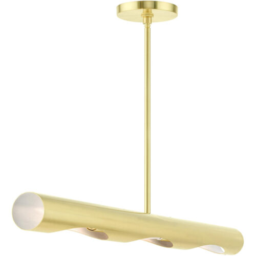 45897-12 3 Light Satin Brass Linear Chandelier-Lighting LumensChandeliers