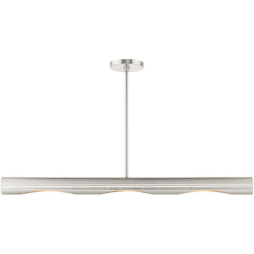 45897-91 3 Light Brushed Nickel Linear Chandelier-Lighting LumensChandeliers