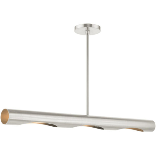 45897-91 3 Light Brushed Nickel Linear Chandelier-Lighting LumensChandeliers