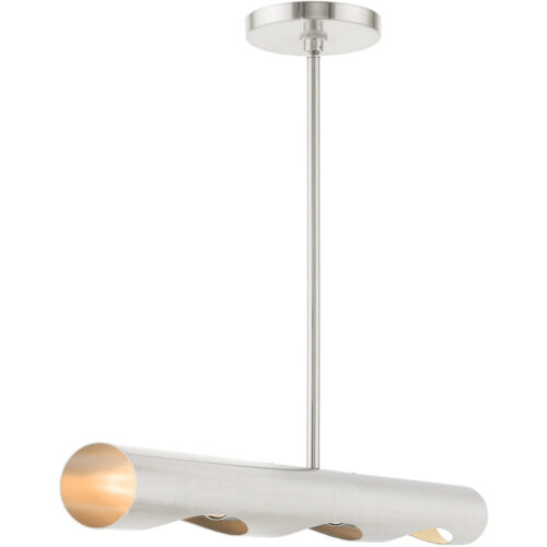 45897-91 3 Light Brushed Nickel Linear Chandelier-Lighting LumensChandeliers