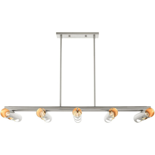 45898-91 10 Light Brushed Nickel Linear Chandelier-Lighting LumensChandeliers