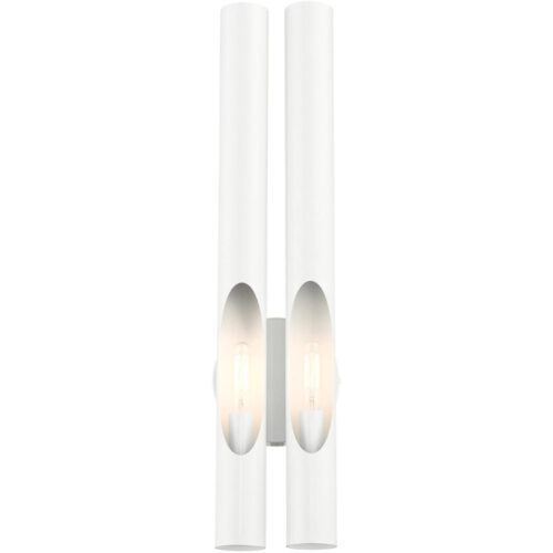 45912-69 2 Light Shiny White ADA Double Sconce-Lighting LumensWall Sconces