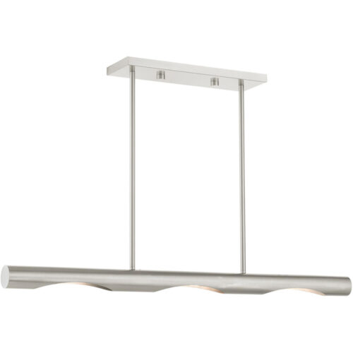 45917-91 3 Light Brushed Nickel Linear Chandelier-Lighting LumensChandeliers