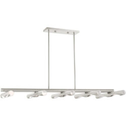 45918-91 10 Light Brushed Nickel Linear Chandelier-Lighting LumensChandeliers