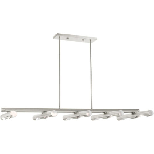 45918-91 10 Light Brushed Nickel Linear Chandelier-Lighting LumensChandeliers