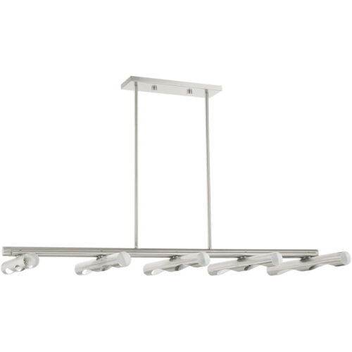 45918-91 10 Light Brushed Nickel Linear Chandelier-Lighting LumensChandeliers