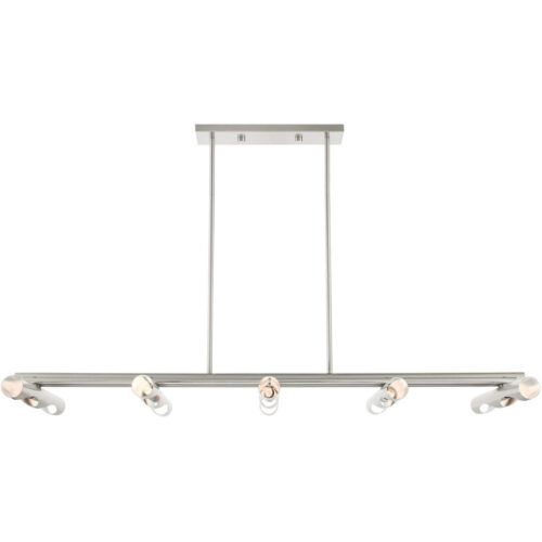 45918-91 10 Light Brushed Nickel Linear Chandelier-Lighting LumensChandeliers