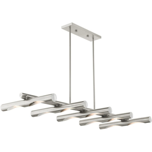 45918-91 10 Light Brushed Nickel Linear Chandelier-Lighting LumensChandeliers