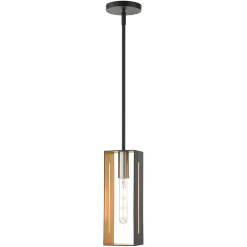 45951-14 1 Light Textured Black with Brushed Nickel Accents Pendant-Lighting LumensPendant Lights