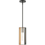 45951-14 1 Light Textured Black with Brushed Nickel Accents Pendant-Lighting LumensPendant Lights