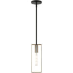 45951-14 1 Light Textured Black with Brushed Nickel Accents Pendant-Lighting LumensPendant Lights