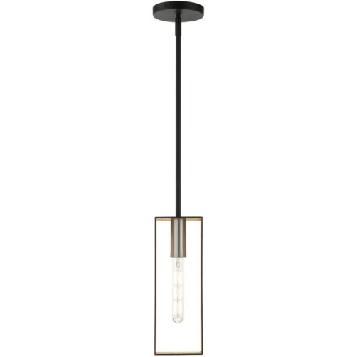 45951-14 1 Light Textured Black with Brushed Nickel Accents Pendant-Lighting LumensPendant Lights