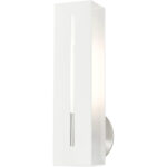 45953-13 1 Light Textured White with Brushed Nickel Finish Accents ADA Single Sconce-Lighting LumensWall Sconces