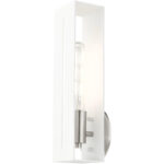 45953-13 1 Light Textured White with Brushed Nickel Finish Accents ADA Single Sconce-Lighting LumensWall Sconces