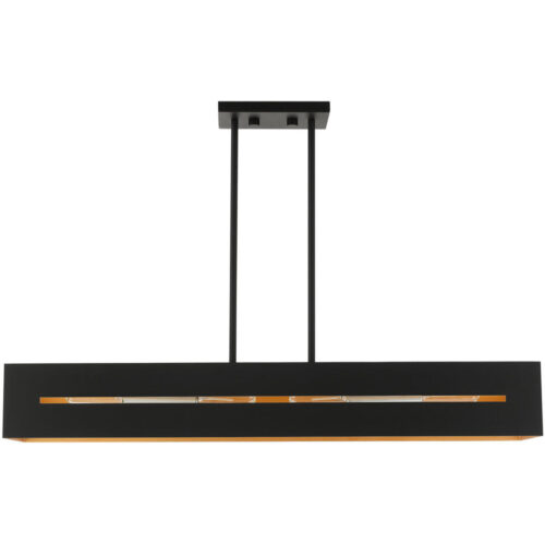 45957-14 4 Light Textured Black with Brushed Nickel Accents Linear Chandelier-Lighting LumensChandeliers