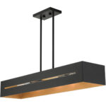 45957-14 4 Light Textured Black with Brushed Nickel Accents Linear Chandelier-Lighting LumensChandeliers