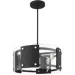 6 Light Black Pendant Chandelier with Clear Glass Shade-Lighting LumensChandeliers