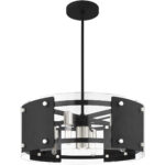 7 Light Black Pendant Chandelier with Clear Glass Shade-Lighting LumensChandeliers