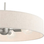 4 Light Brushed Nickel Chandelier with Hand Crafted Oatmeal Fabric Hardback Shade-Lighting LumensChandeliers