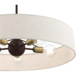 5 Light Bronze Chandelier with Hand Crafted Oatmeal Fabric Hardback Shade-Lighting LumensChandeliers