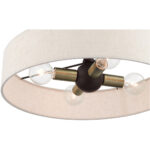 4 Light Bronze Semi Flush Mount with Hand Crafted Oatmeal Fabric Hardback Shade-Lighting LumensSemi Flush