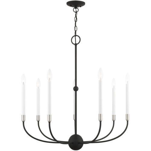 7 Light Black Chandelier with Steel base material-Lighting LumensChandeliers