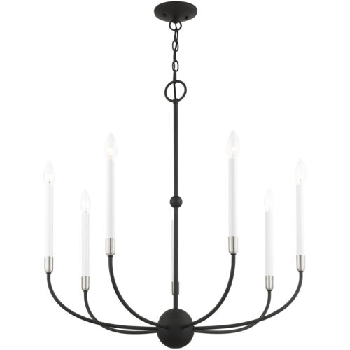 7 Light Black Chandelier with Steel base material-Lighting LumensChandeliers