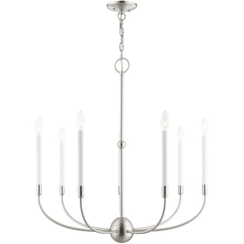 7 Light Brushed Nickel Chandelier with Steel base material-Lighting LumensChandeliers