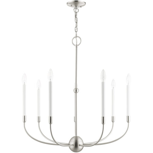 7 Light Brushed Nickel Chandelier with Steel base material-Lighting LumensChandeliers