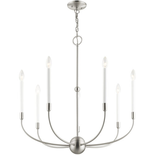 7 Light Brushed Nickel Chandelier with Steel base material-Lighting LumensChandeliers