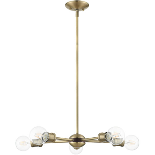 5 Light Antique Brass Chandelier with Steel base material-Lighting LumensChandeliers