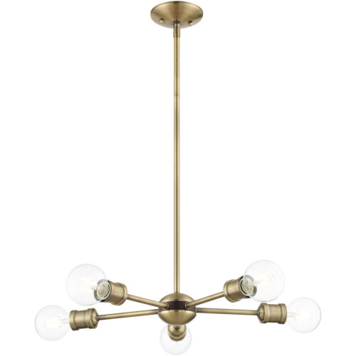 5 Light Antique Brass Chandelier with Steel base material-Lighting LumensChandeliers