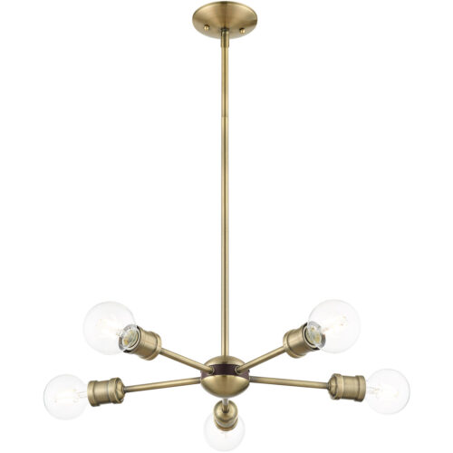 5 Light Antique Brass Chandelier with Steel base material-Lighting LumensChandeliers