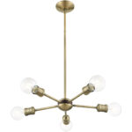 5 Light Antique Brass Chandelier with Steel base material-Lighting LumensChandeliers