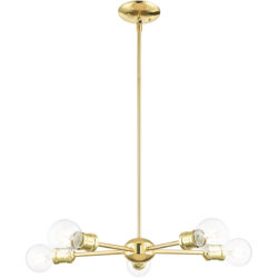 5 Light Polished Brass Chandelier with Steel base material-Lighting LumensChandeliers