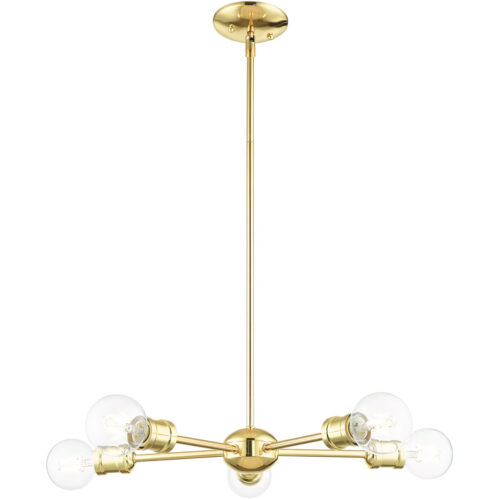 5 Light Polished Brass Chandelier with Steel base material-Lighting LumensChandeliers