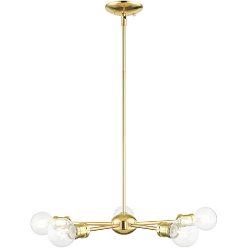 5 Light Polished Brass Chandelier with Steel base material-Lighting LumensChandeliers