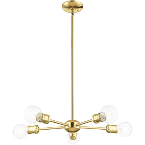 5 Light Polished Brass Chandelier with Steel base material-Lighting LumensChandeliers