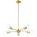 5 Light Polished Brass Chandelier with Steel base material-Lighting LumensChandeliers