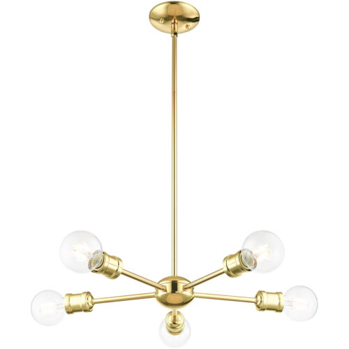 5 Light Polished Brass Chandelier with Steel base material-Lighting LumensChandeliers