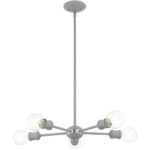 5 Light Nordic Gray Chandelier with Steel base material-Lighting LumensChandeliers