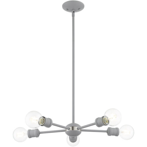 5 Light Nordic Gray Chandelier with Steel base material-Lighting LumensChandeliers